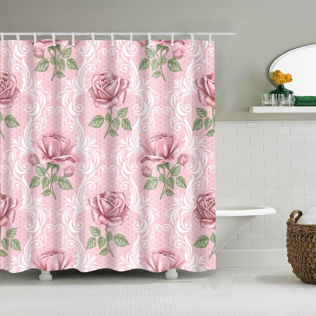 Chinese Style Flower Branch Landscape Shower Curtain 3D Printing Sunflower Bathroom Accessories Sets Waterproof Polyester Screen