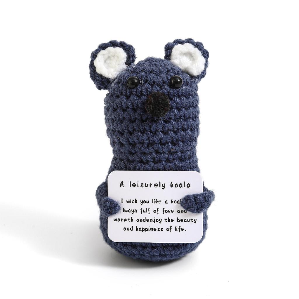 Positive Crochet Potato Doll with Card Handmade Knitted Emotional Support Hug Pocket Cucumber Ornament Room Decor Christmas Gift