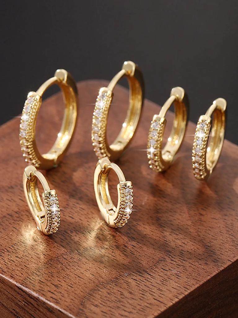 Позолоченные серьги-кольца-хугги 14K, 3 пары, 10/12/14 мм, украшения для пирсинга хряща уха (helix) для мужчин и женщин