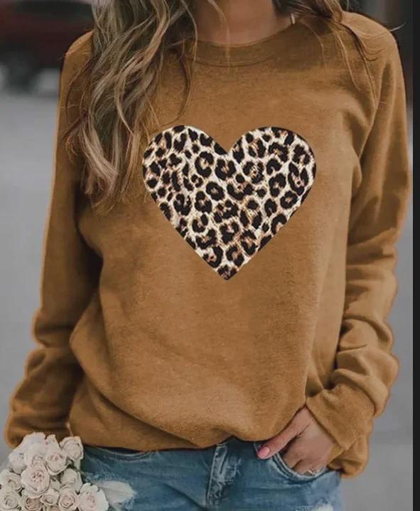 2024 Women's European & American Animal Print Round Neck Sweatshirt