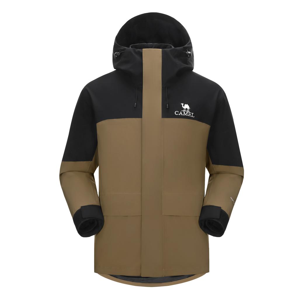 CAMEL In Tibet Hiking Embroidery Logo Oil Stain Resistant Waterproof Hooded 3 in 1 Windbreaker Jacket Men's A13CA31099