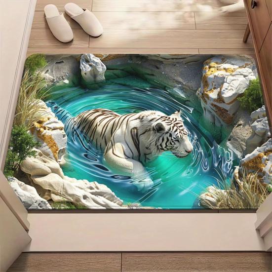 3D Оптическая Иллюзия Напольный Коврик Реалистичная Яма Придверный Коврик для Гостиной и Прихожей Нескользящий Мягкий Подходящий для Домашних Животных Ковер Интерактивный Ковер с Визуальным Эффектом