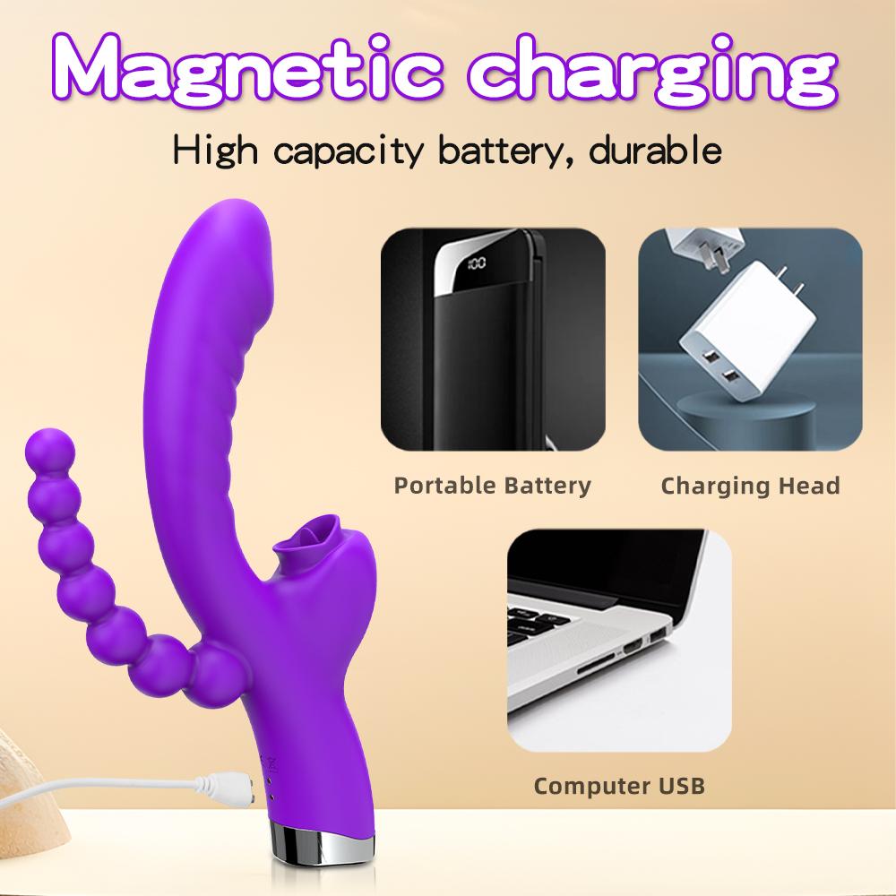 3 в 1 дилдо вибратор для лизания клитора для женщин с анальными шариками клитор G точка анус стимулятор вибратор для пар секс-игрушки товары для взрослых