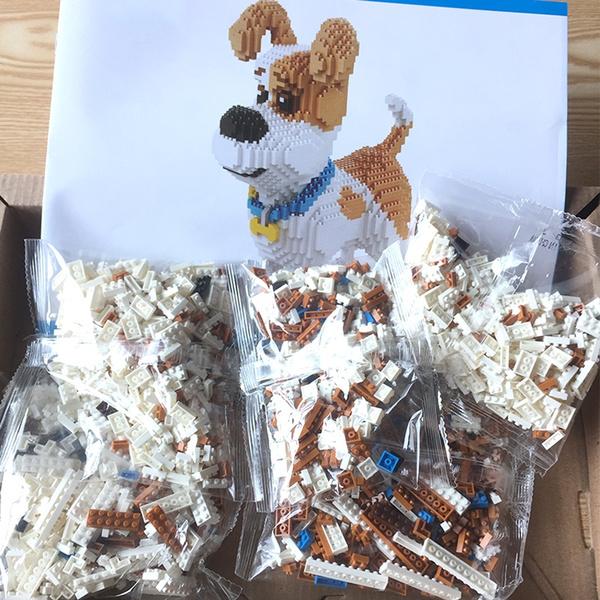 Новые маленькие блоки, милая модель собаки хаски, пластиковые строительные кирпичи, развивающие детские игрушки, фигурки кошек из мультфильма, подарки