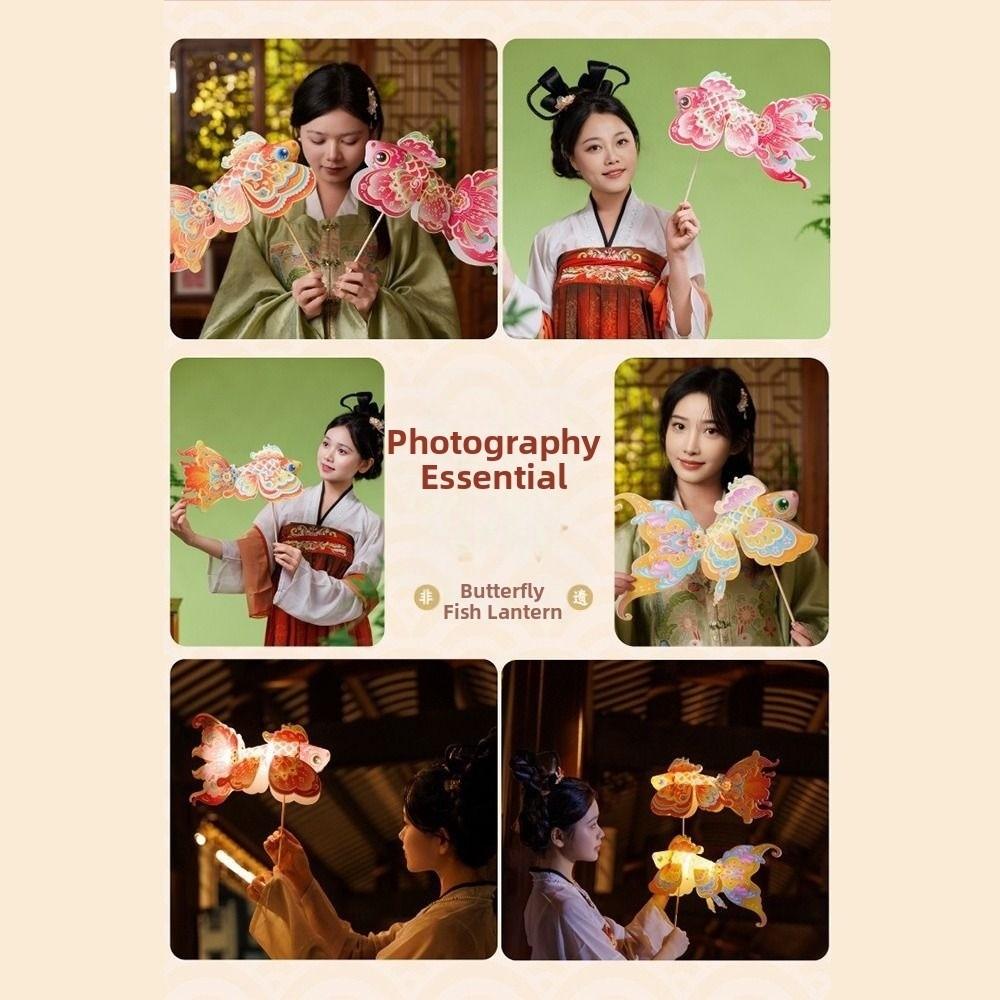 Handmade Handheld Fish Lantern Ancient Style DIY Lantern Material Kit Holiday Celebration