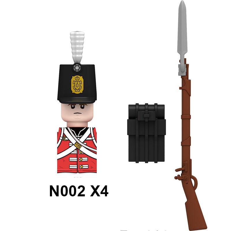 4pcs Military Building Blocks Medieval Knights Duke Marshal Figures Napoleonic Wars Weapons Sword Flags Shoulder Armor Cape Brick MOC