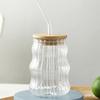 Ins Glass Cup with Straw Clear Juice Milk Straw Cup with Bamboo Lid Drinkware Simple Tumbler Latte Coffee Cup Mason Jar Mug