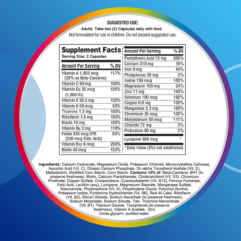 Men's multivitamin, replenishes cellular energy, strengthens the immune system, contains vitamins D, B12, and B6, 120 softgels.