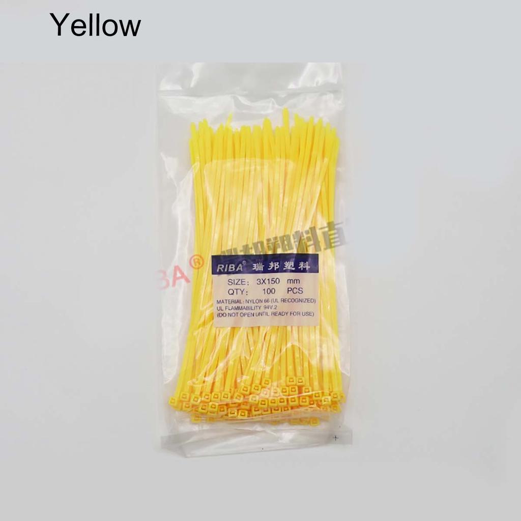 100pcs Self-locking Nylon Small Cable Ties Width 2.0mm 3x150mm Zip Tie Wire Cords Fastens Red Yellow Blue Brown Black White Grey