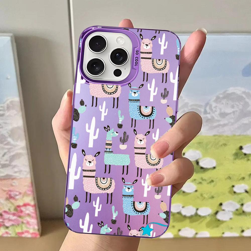 Alpaca Animals Cartoon Colorful Phone Case For IPhone 18 16 15 14 13 12 11 Pro Max X XR XSMAX Plus Matte Shockproof Back Cover