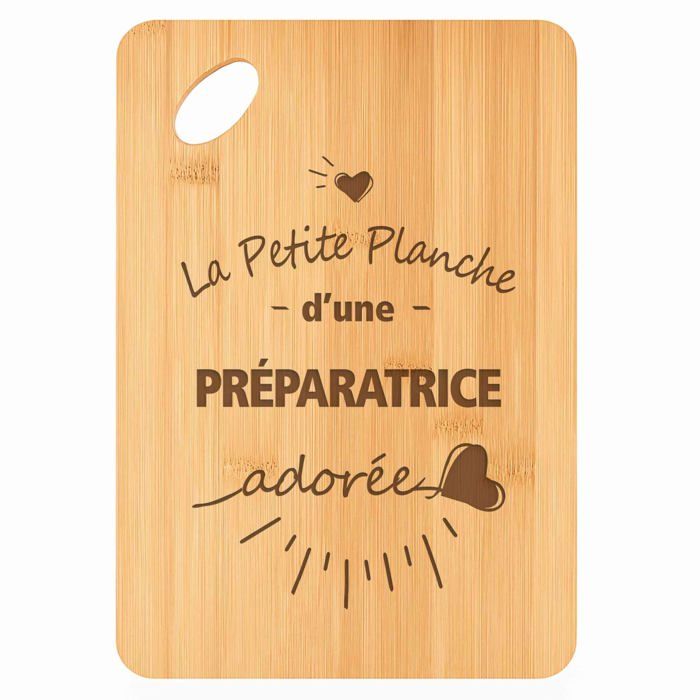 Planche à découper - PLANETEE - Préparatrice Adorée - Bambou - 30 x 20 x 1 cm - Trou d'accroche 24 mm