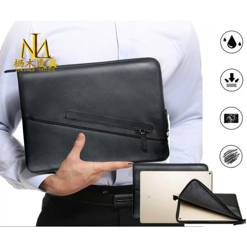Genuine Full Grain Leather Laptop Sleeve 13-inch MacBook IPad Tablet Protective Case Neutral Style