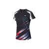 Футболка Li Ning Table Tennis Series с геометрическим узором и логотипом, быстросохнущая, с V-образным вырезом и коротким рукавом, женские топы, черная, AAYS238-3