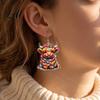 Acrylic Dangle Jewelry 1 Pair Highland for Women Earrings Cow Christmas Cute Scottish Cattle Festive Party Ear Hooks Drop Earrings Cartoon