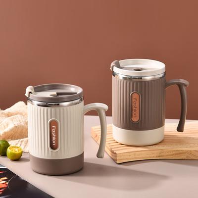 Кружка для кофе с защитой от ожогов, офисная кружка для чая и кофе, стакан для воды из нержавеющей стали 304, портативный стакан для питья с соломинкой