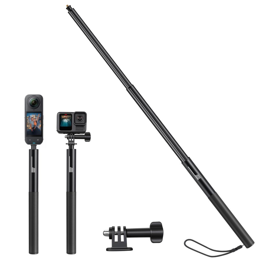 Селфи-палка 51 дюйм для Insta360 X5 X4 Air Go Luna Ultra Алюминиевая Невидимая для GoPro13/12 Mission для DJI Osmo Nano Action 6 5 4 Pocket 4 3 Аксессуары