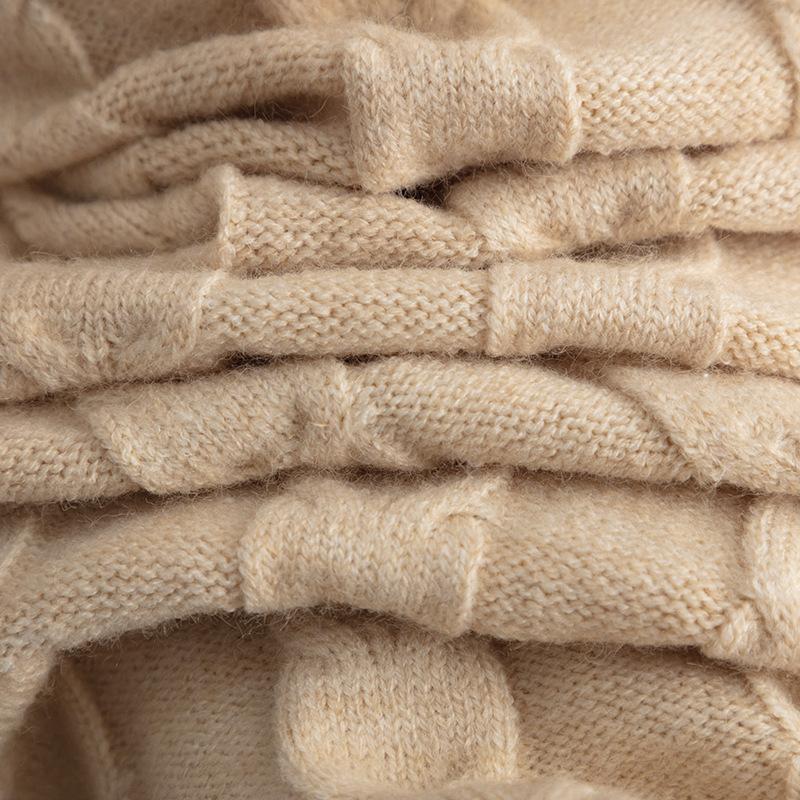 QICED Однотонный свитер с полувысоким воротником и костюм с переплетением для женской осенне-зимней моды. Вязаный женский костюм-двойка.