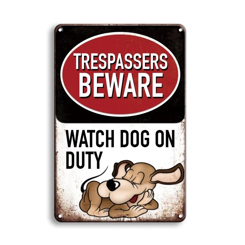 Warning Danger Poster Metal Decor Beware Of The Dog Cat Vintage Tin Sign No Trespassing Farmhouse Wall Decor Family Doorplate