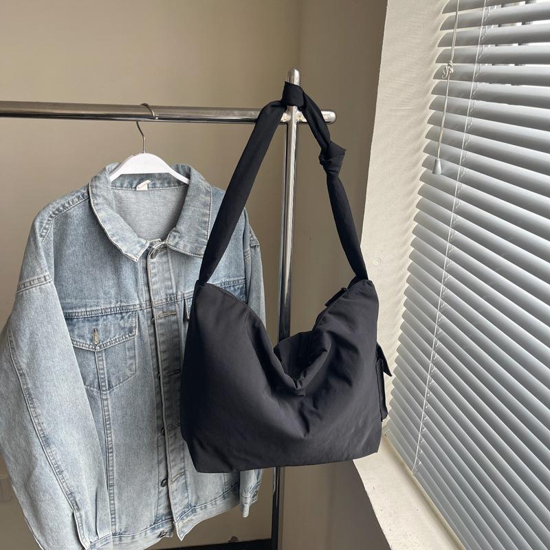 Solid Color Simple Casual Cotton Bag Large Capacity Texture Versatile Shoulder Bag Korean Version Messenger Tote Bag