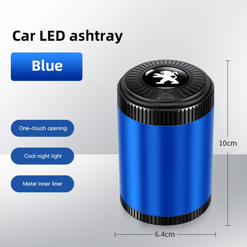 Car Interior Accessories Ashtray LED Light Portable Smoke Ashes Holder For Peugeot 208 3008 308 207 107 508 607 106 406 408 5008