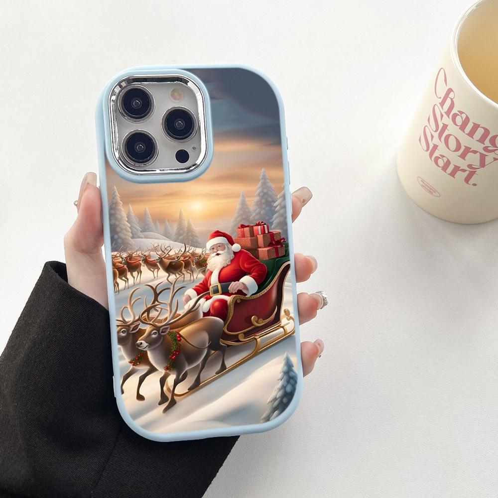 N103 Новогодний Веселый Рождественский дизайн Мягкие чехлы для телефонов Samsung S24 S23 Plus A15 A35 A54 Infinix Hot40i Покрытие Рамка Защитная задняя крышка для камеры