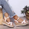 Wholesale Summer Women's High-Heeled Sandals New Cross-Border Straight Buckle Strap Thick Soled Height Increasing Wedge Sandals