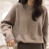 Harajuku Retro Solid Color Clothes Female Korean Fashion Round Neck Pullover Loose Slimming Tops Winter Casual Bottoming Sweater