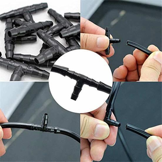 50 шт. Ёршовые соединители для шланга Капельный полив 1/4" Универсальные фитинги Тройник Т-образные соединители для 4/7 Водяной трубки Сад Газон Цветочный горшок