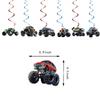 Monster Truck Party Decoration Disposable Tableware Plate Cup Napkins Truck Off road Vehicle Balloon Boy Birthday Party Supplies