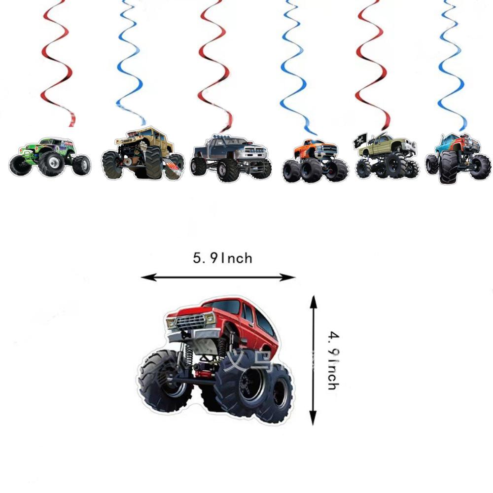 Monster Truck Party Decoration Disposable Tableware Plate Cup Napkins Truck Off road Vehicle Balloon Boy Birthday Party Supplies