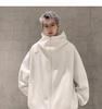 Мужская белая толстовка-кардиган, весна/осень 2024 г., свободная куртка-толстовка с капюшоном в американском стиле