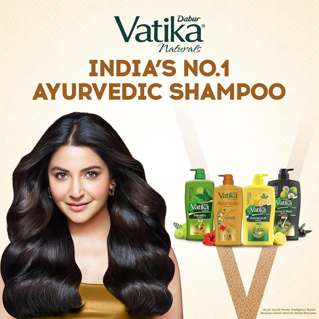 Dabur Vatika Ayurvedic Shampoo 640ml | With 10 Natural Ingredients | Nourishing Cleanser For Strong, Healthy, Shiny Hair | Suitable For All Hair Types