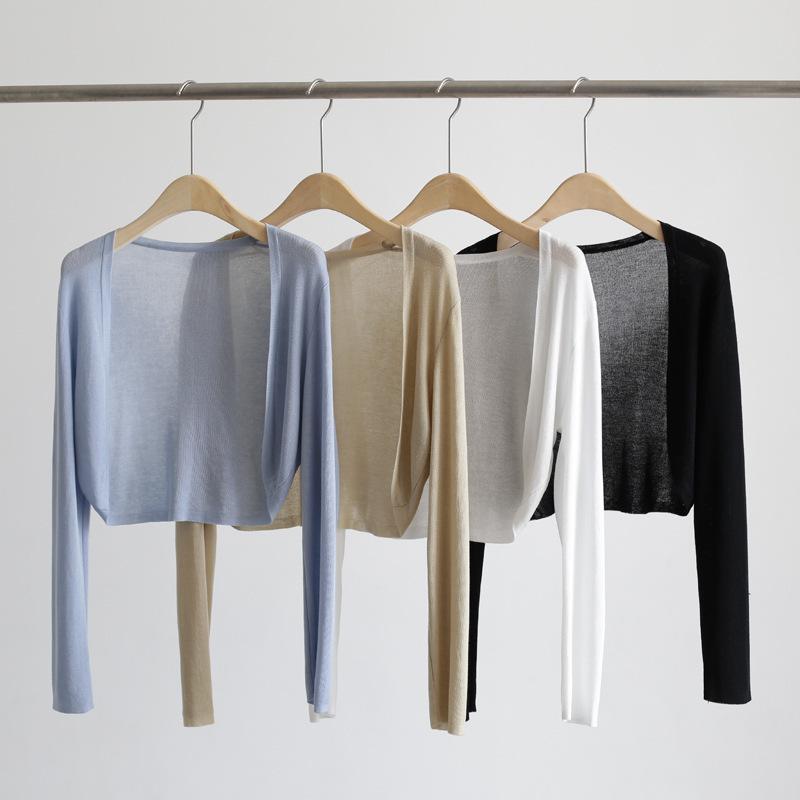 Короткий вязаный кардиган с защитой от солнца, маленькое пальто, женская летняя новая тонкая модель с юбкой-шалью снаружи с припуском