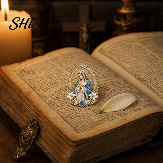 Religious Lapel Pin Sacred Heart of Jesus Brooch, Christian Confirmation with Enamel Cross Brooch Finish, Jewelry Gift for Women Men Devotional