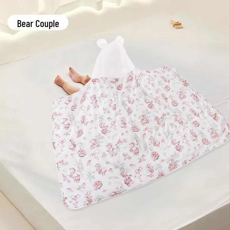 Hooded Coral Fleece Baby Bath Towel - Quick Dry, Water Absorbent, Swaddling Blanket for Newborns, Thickened for Autumn & Winter.