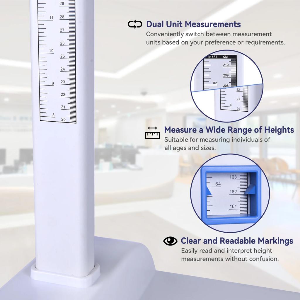 Professional Portable Stadiometer - Adjustable 20-210cm Dual Scale Wall-Mounted Height Rod | Medical-Grade Accuracy