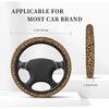 Leopard Steering Wheel Cover Anti-Slip And Practical 14.5-15 Inch Universal Car Steering Wheel Cover With 2 Pieces Car Coasters Suitable For Men