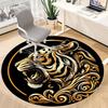 1pc Tiger Swirls Office Round Area Rug, Under Office Chairs Bedroom Living Room Home Decor, Room Deco, Available in Various Sizes 058