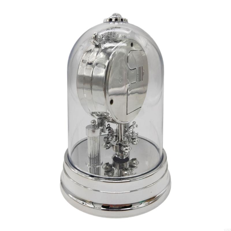 62KD European Retro Table Clock Antique Round Quiet Alarm Clock Desk Clock with Clear Clock Cover for Bedroom Home Decors