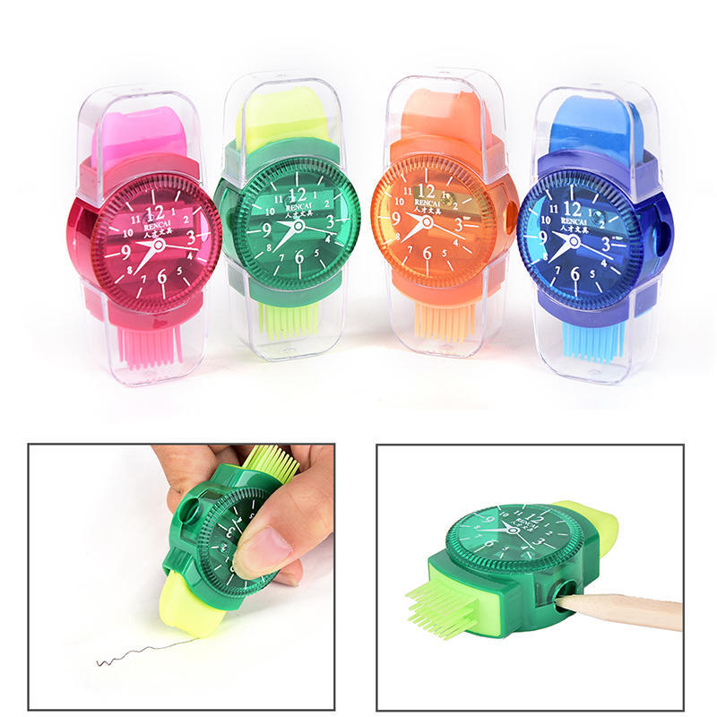 Watches Sliced Pencil Sharpener With Erasers Brush Office School Supplie