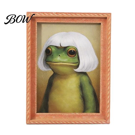 Frog Collectible Magnet Abstract Refrigerator Magnet, Framed Hairstyle Fridge Animal Frame Home Kitchen Office Decoration Party Favors Appliance Decor
