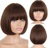 LISI HAIR Короткий парик Боб с челкой для женщин Синтетические парики Боб Черный парик для вечеринки Ежедневное использование Длина до плеч Косплей Красочный парик