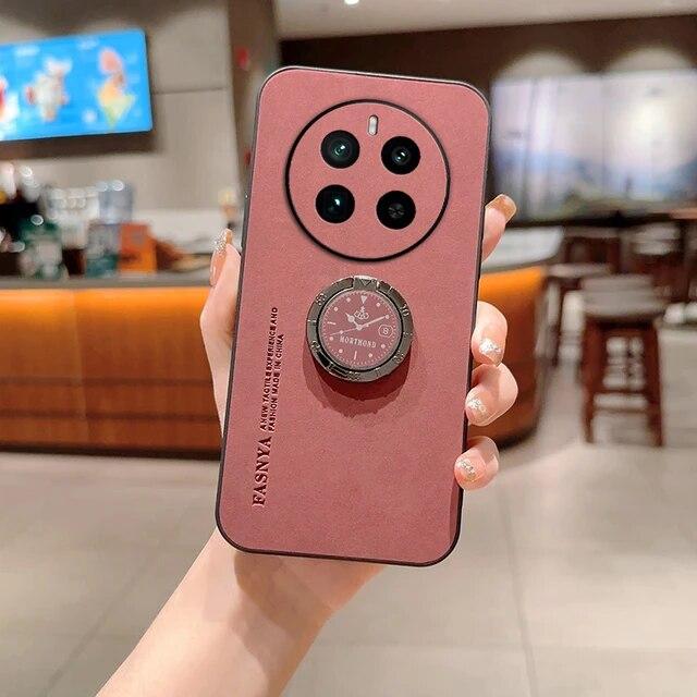 Роскошный чехол из искусственной кожи для OPPO Realme 12 Pro Plus для Realme 11 Pro + 10 12Pro, защита камеры, противоударный бампер, вращающийся кольцевой кронштейн