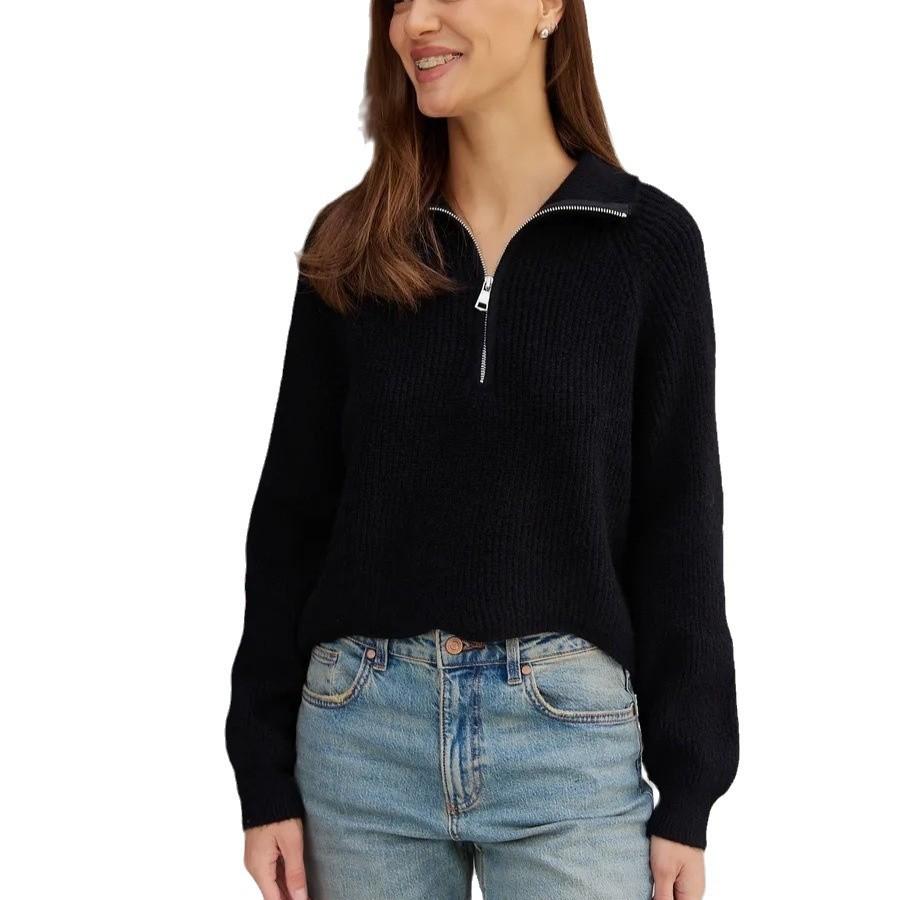 Элегантная женская полувысокая горловина ленивый ветер свитер куртка женская ранняя осень весна осень дизайн чувство вязаные топы снаружи удобные и универсальные