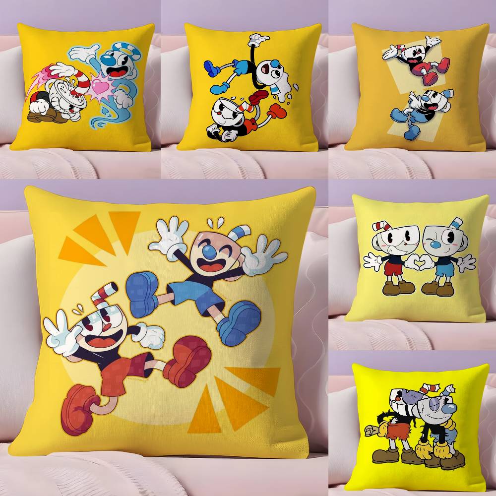 Классическая Милая Наволочка для Подушки C-Cuphead Ультра Мягкая Кожевенная Ткань Облачное Комфортное Ощущение и Скрытая Молния