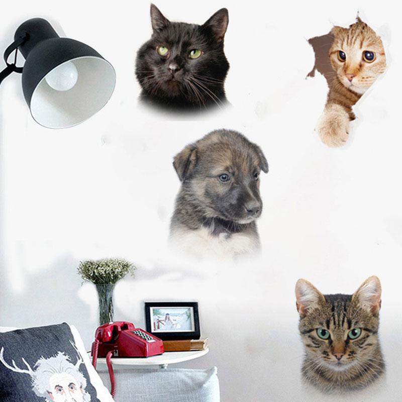 1 шт., настенные, окна, 3D наклейки для туалета с кошками, ПВХ, милые животные, художественная наклейка, домашний декор