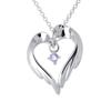 12 Birthstones To Choose from Heart Feather Silver Pendant Necklace [Future Angel] Women's (December Tanzanite)