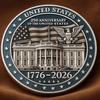 US 250th Anniversary Souvenir Coin Double-Sided Carved United States History Commemorative Badge Round Metal Collection Coin Patriotic Decoration