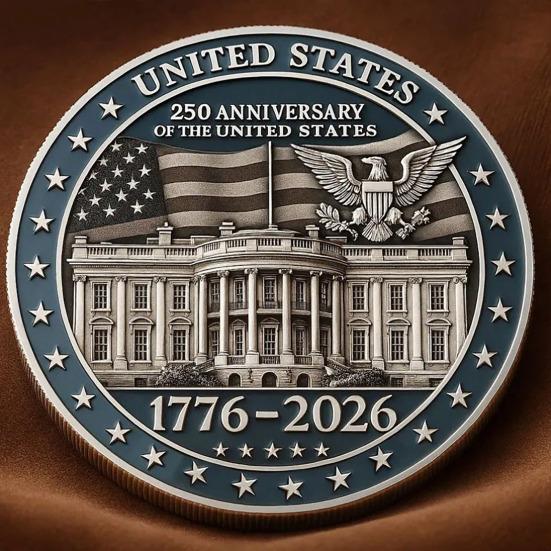 US 250th Anniversary Souvenir Coin Double-Sided Carved United States History Commemorative Badge Round Metal Collection Coin Patriotic Decoration