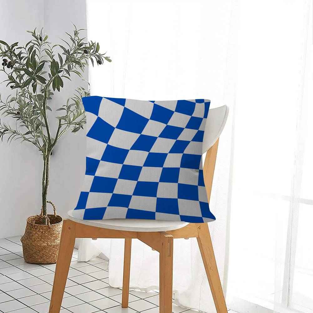 Beauty Blue Geometric Cushion Cover Inches Farmhouse Decor Home Throw Pillow Covers For Couch Decorations